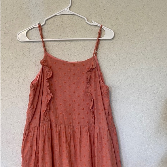 Pink Swiss Dot Ruffle Tiered Mini Dress, Boho Cottagecore Summer Dress Size S - Picture 2 of 8